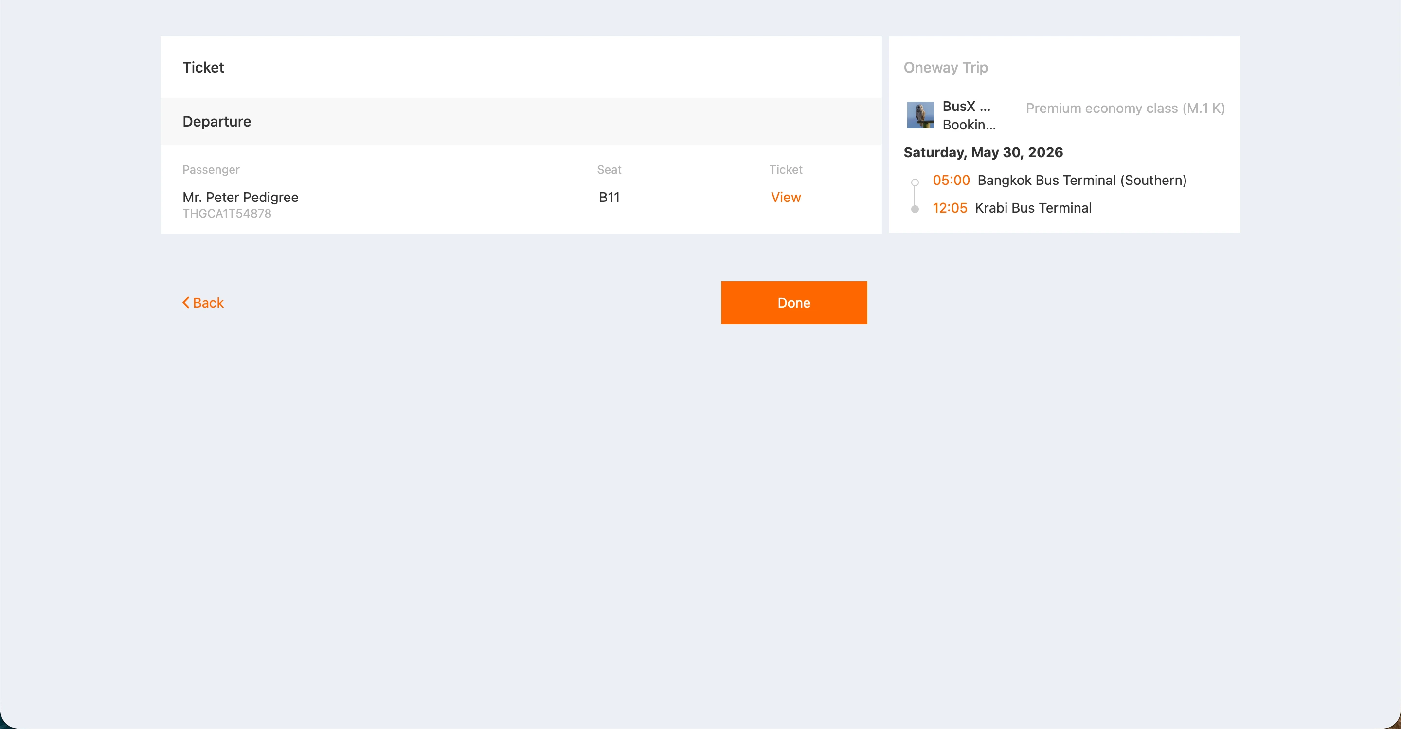 Example of Print Ticket/View E-Ticket page