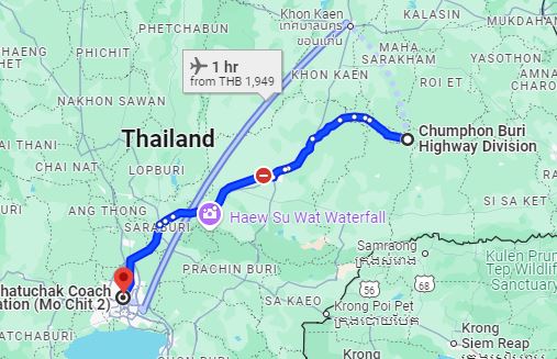 รูปจุดจอดชุมพลบุรี ไปยัง สถานีขนส่งผู้โดยสารกรุงเทพ จตุจักร (หมอชิต2)
