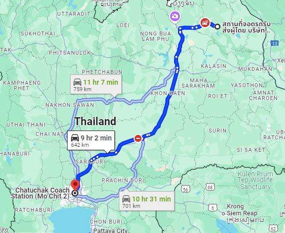 รูปจุดจอดตลาดพังโคน ไปยัง สถานีขนส่งผู้โดยสารกรุงเทพ จตุจักร (หมอชิต2)