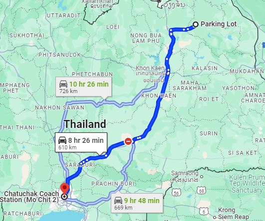 รูปจุดจอด อ.สว่างแดนดิน ไปยัง สถานีขนส่งผู้โดยสารกรุงเทพ จตุจักร (หมอชิต2)