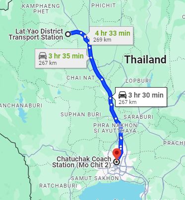 รูปจุดจอด อ.ลาดยาว ไปยัง สถานีขนส่งผู้โดยสารกรุงเทพ จตุจักร (หมอชิต2)