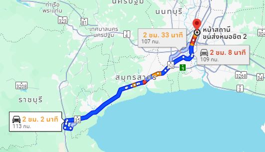 รูปจุดจอดบางเค็ม ไปยัง สถานีขนส่งผู้โดยสารกรุงเทพ จตุจักร (หมอชิต2)